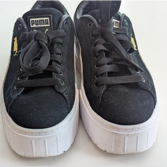 Puma Mayze Women's Chunky Platform Black White Leather Sneakers Trainer, Sz US 7 - Picture 7 of 10